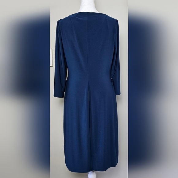 NWOT Chaps Satin Ruffle Sheath Dress | DARK Teal | MEDIUM - Picture 4 of 6